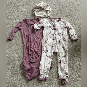 Kyte BABY NB/0-3 mo Bundle - Mulberry Marble Bundler and Romper with Bunny Knot